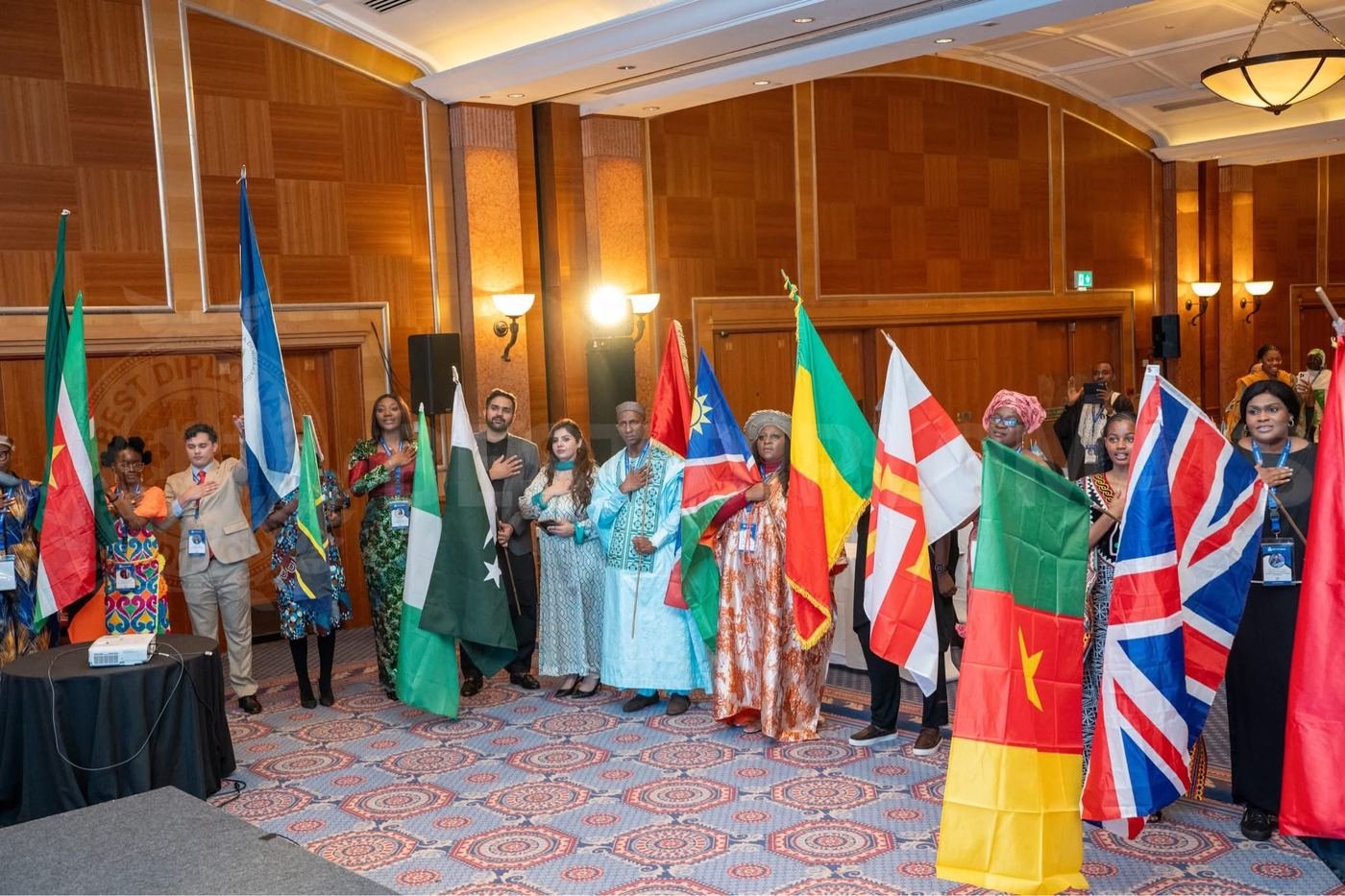 Cultural flag ceremony with international delegates